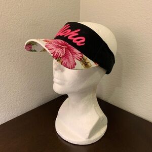 Hawaiian Headwear Aloha Hawaii Women Pink Black Sun Visor